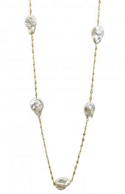 Zirconia pearl chain necklace