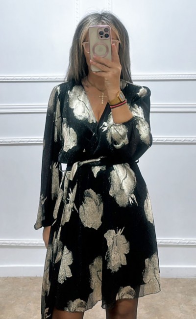 Κοντό φόρεμα με χρυσα λουλουδια