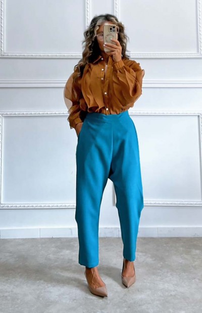 Παντελόνι σαλβάρι τιρκουάζ