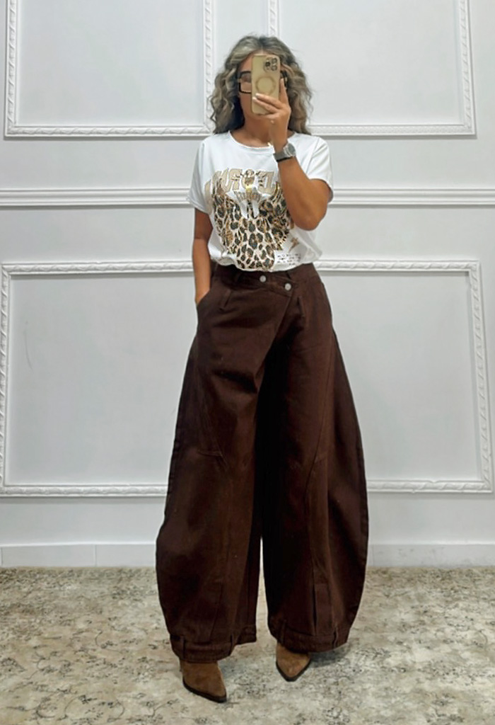 Super baggy τζιν με σταυρωτό κούμπωμα