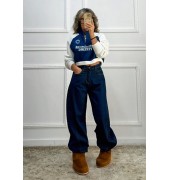 Barrel τζιν σκούρο μπλε