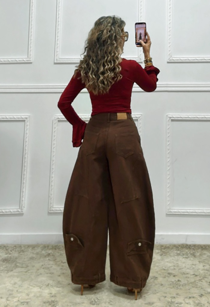 Super baggy τζιν με σταυρωτό κούμπωμα