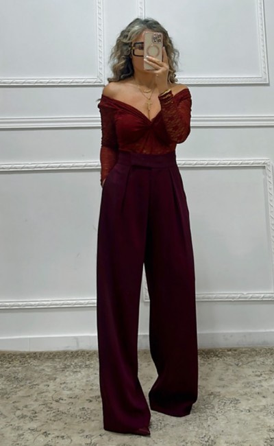 Κορμάκι δαντέλα μπορντό