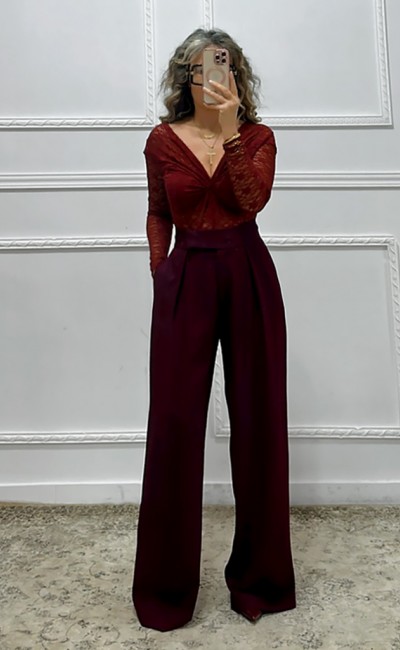 Κορμάκι δαντέλα μπορντό