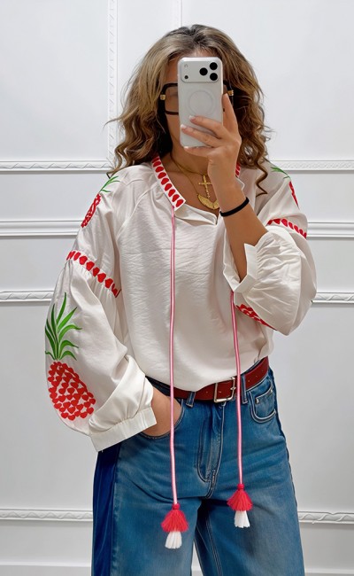 Boho μπλούζα με κεντήματα