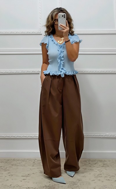 Πλεκτό μπλουζάκι γαλάζιο