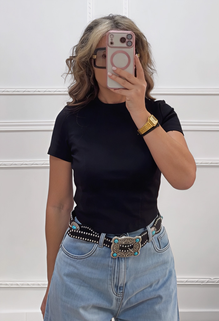 Μπλούζα βαμβακερή μαύρη