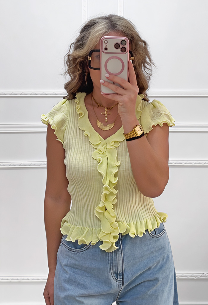 Πλεκτό μπλουζάκι κίτρινο