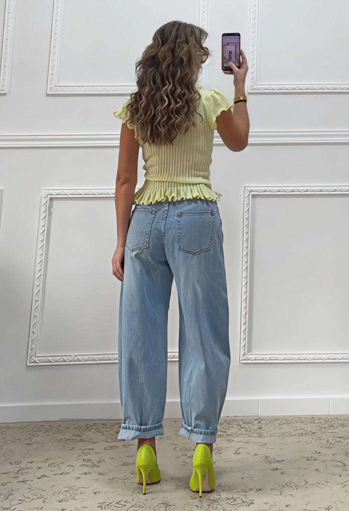 Πλεκτό μπλουζάκι κίτρινο