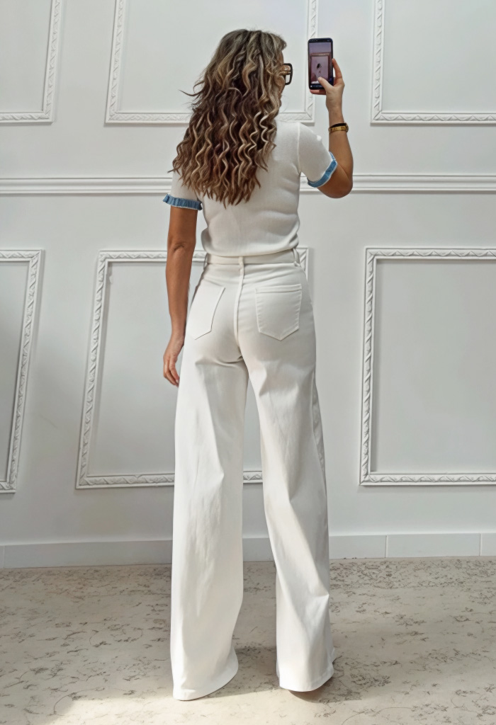 Ισόφαρδο τζιν παντελόνι λευκό Ισόφαρδο τζιν παντελόνι λευκό