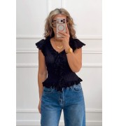 Πλεκτό μπλουζάκι μαύρο