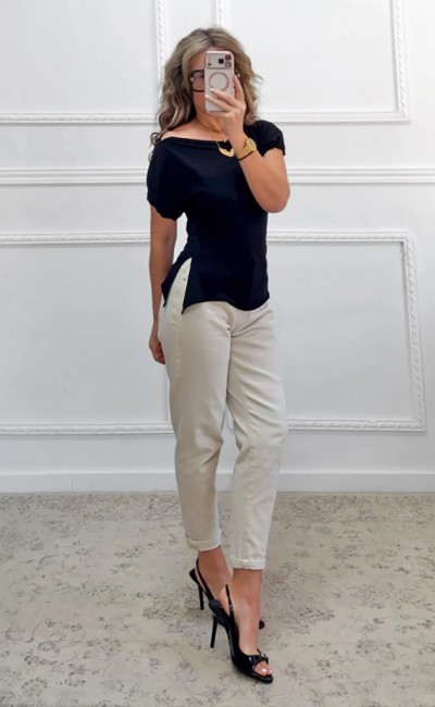 Μπλούζα με άνοιγμα μαύρη