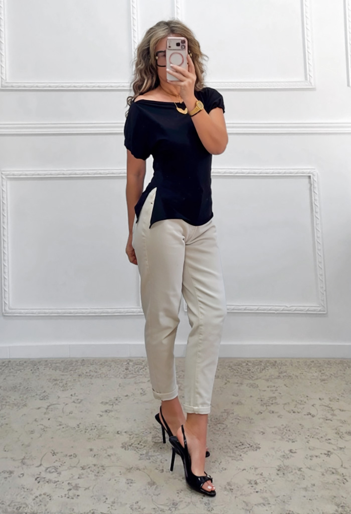 Μπλούζα με άνοιγμα μαύρη