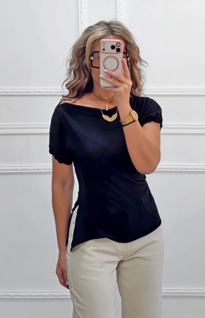 Μπλούζα με άνοιγμα μαύρη