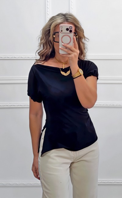 Μπλούζα με άνοιγμα μαύρη