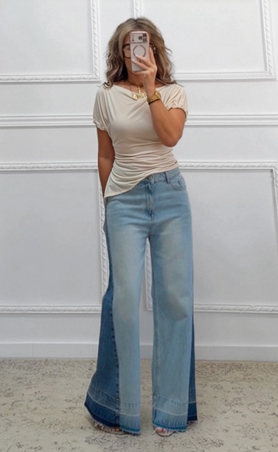 Μπλούζα με άνοιγμα μπεζ