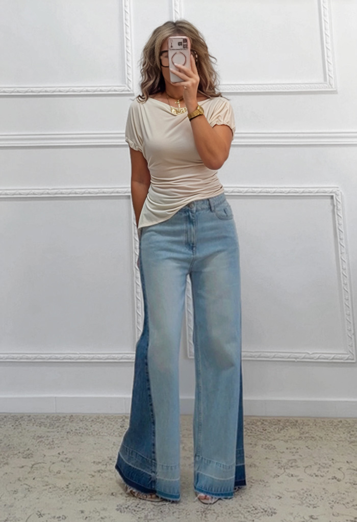 Μπλούζα με άνοιγμα μπεζ