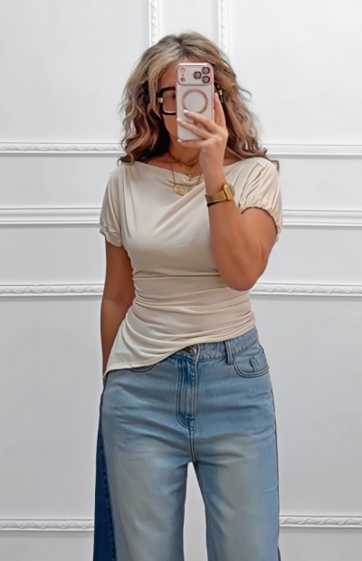 Μπλούζα με άνοιγμα μπεζ