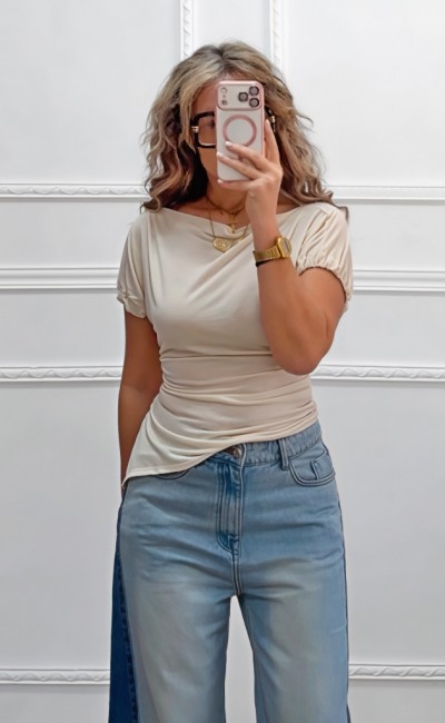 Μπλούζα με άνοιγμα μπεζ