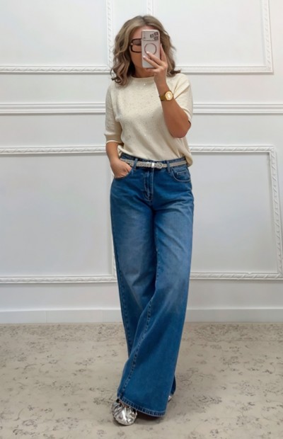 Μερσεριζέ μπλουζάκι με παγιέτα