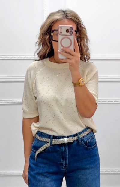 Μερσεριζέ μπλουζάκι με παγιέτα