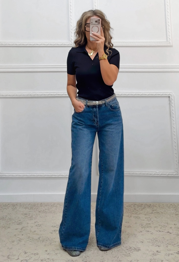 Ισόφαρδο τζιν παντελόνι μπλε