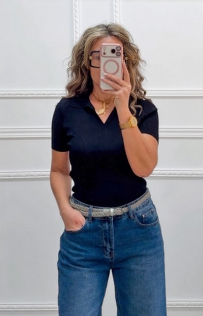 Μπλούζα πόλο μαύρη