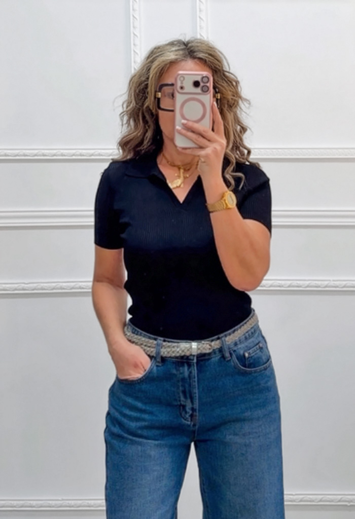 Μπλούζα πόλο μαύρη