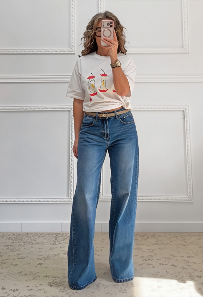 Ισόφαρδο τζιν παντελόνι μπλε