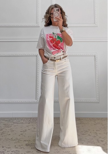 Ισόφαρδο τζιν παντελόνι λευκό