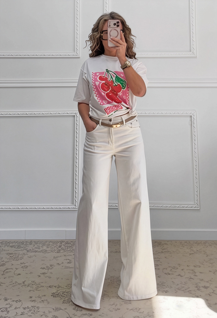 Ισόφαρδο τζιν παντελόνι λευκό Ισόφαρδο τζιν παντελόνι λευκό