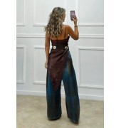 Σατέν μπλουζοφόρεμα με δαντέλα