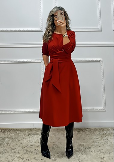 Midi φόρεμα μπορντό