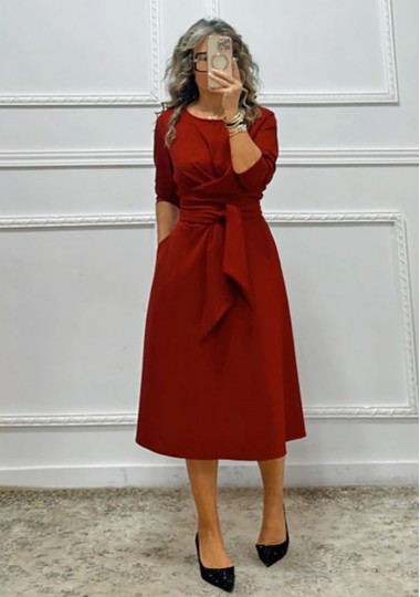 Midi φόρεμα μπορντό