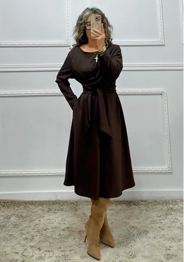 Midi φόρεμα καφέ