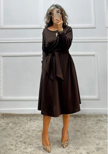 Midi φόρεμα καφέ