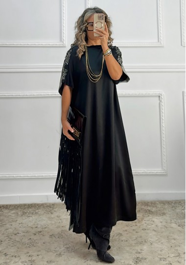 Μακρύ δίχρωμο φόρεμα με παγιέτα