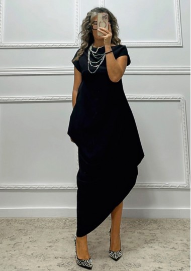 Ασύμμετρο φόρεμα μαύρο