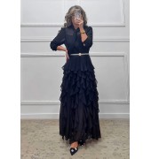 Φόρεμα με βολάν μαύρο