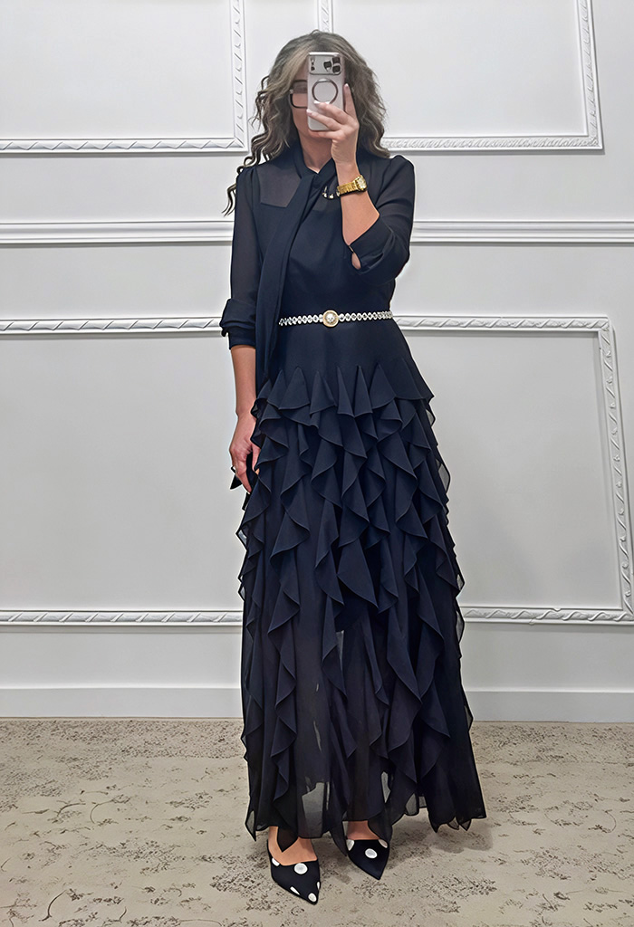 Φόρεμα με βολάν μαύρο