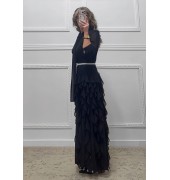 Φόρεμα με βολάν μαύρο