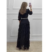 Φόρεμα με βολάν μαύρο