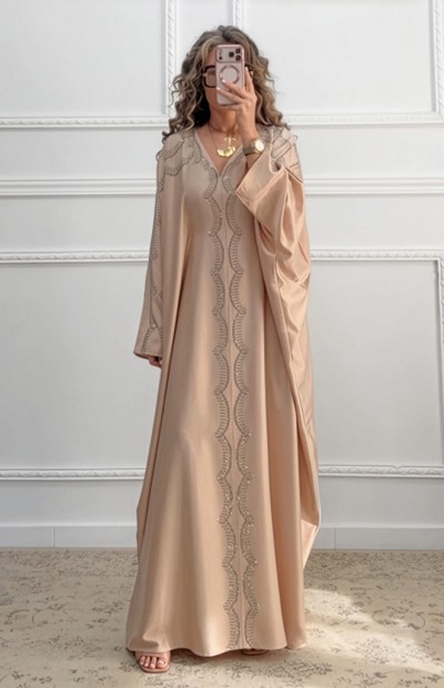 Καφτάνι με στρας σαμπανιζέ