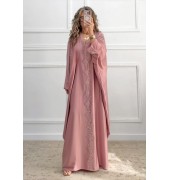 Καφτάνι με στρας ροζ nude