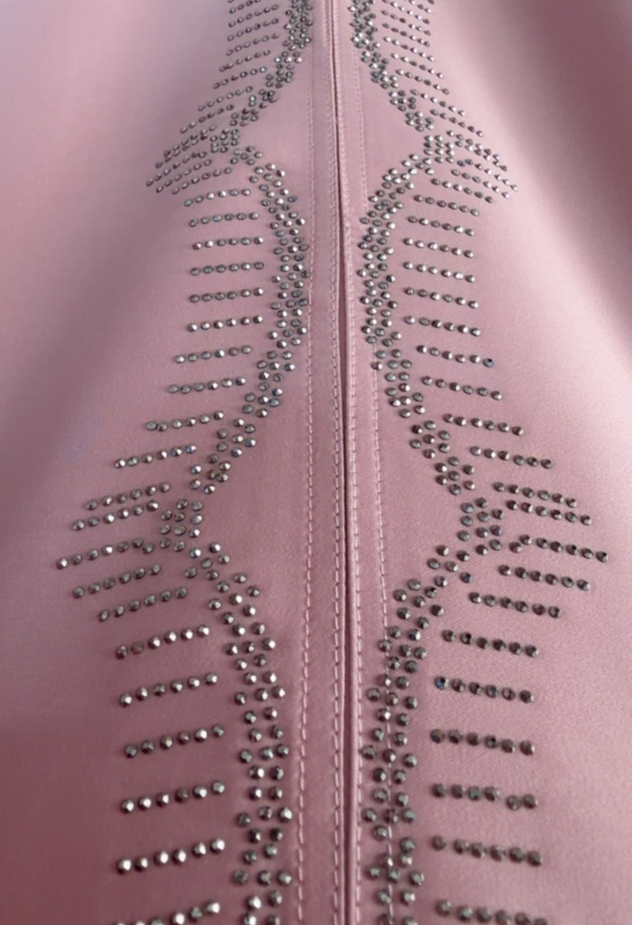 Καφτάνι με στρας ροζ nude