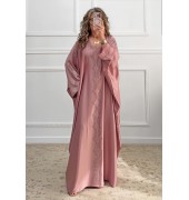 Καφτάνι με στρας ροζ nude