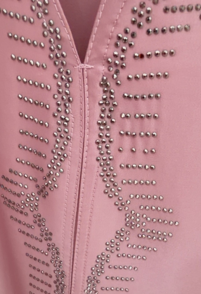 Καφτάνι με στρας ροζ nude