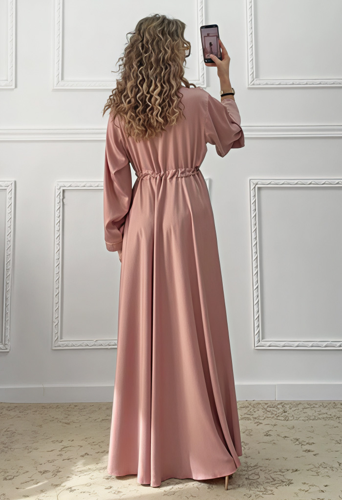 Μακρύ φόρεμα ροζ nude