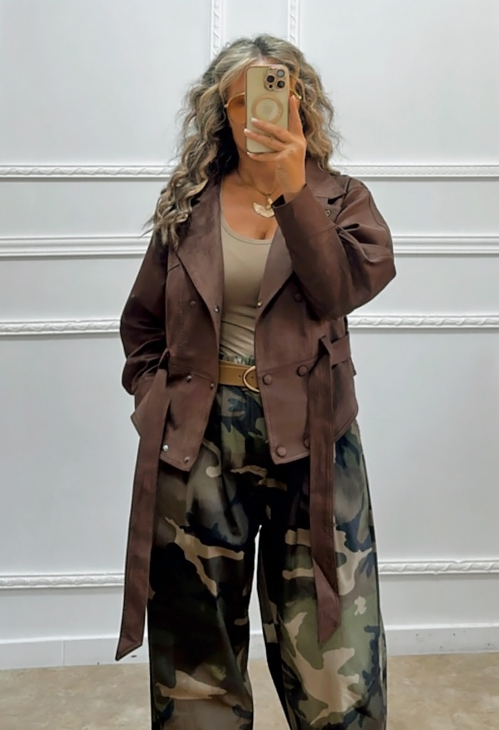 Σουέτ πανωφόρι σοκολά