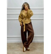 Σουέτ πανωφόρι κάμελ